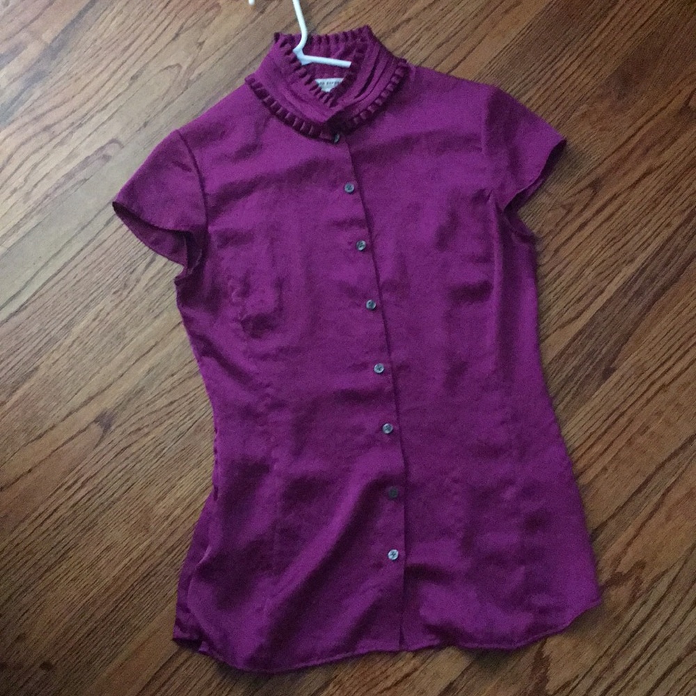 Banana Republic purple ruffle collar blouse
